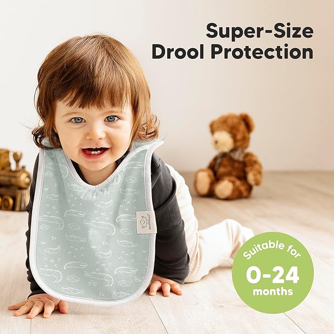 KeaBabies 8-Pack Bibs for Baby Girl, Boy - Pullover Large Baby Bibs for Drooling and Teething Infant, Newborn,Soft & Absorbent Organic Cotton,Long Torso Coverage Keep Toddler Clean & Dry(Wilderness)