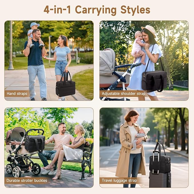 Breast Pump Bag with Insulated Breast Milk Cooler Pocket, Fits Spectra S1/S2 & Most Pumps, Water‑Resistant Work & Travel Tote with 15.6" Laptop Sleeve, Stroller Straps, Luggage Sleeve & Ice Pack