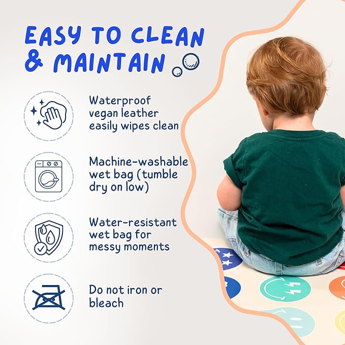 Portable Changing Mat with Reusable Waterproof Wet Bag, (16 x 30 Inches) Baby Changing Mat, Non-Toxic Changing Pad Portable Folds and Wipes Clean, Baby Changing Pad Travel (Checkered)
