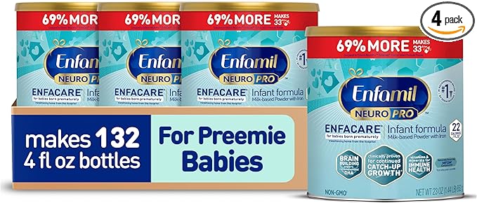 Enfamil NeuroPro EnfaCare High Calorie Premature Baby Formula, Milk-Based with Iron, Brain-Building DHA, Vitamins & Minerals for Immune Support, easy-to-digest proteins, Baby Milk, 23 Oz Can, 4 Count