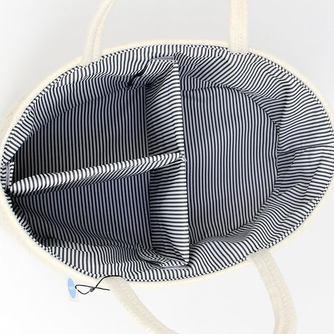 Casaphoria Woven Sundries Hamper - Cotton Rope Basket for Storage, Caddy, Organizer with Handle - Cream White (14.2"x8.5"x7.1")