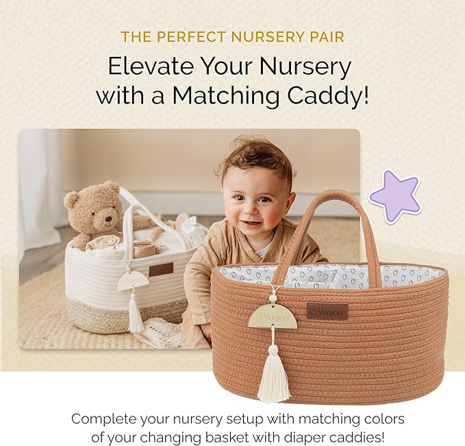 Yunioo Baby Changing Basket, Portable Diaper Changing Pad, Moses Basket for Newborns, Changing Table Topper for Baby Nursery, Waterproof Travel Pad Cover