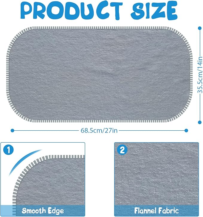 Baby Waterproof Changing Pad Liners (3 Pack) - Washable Reusable Changing Table Cover Liners Double, Portable Diaper Pads, Grey