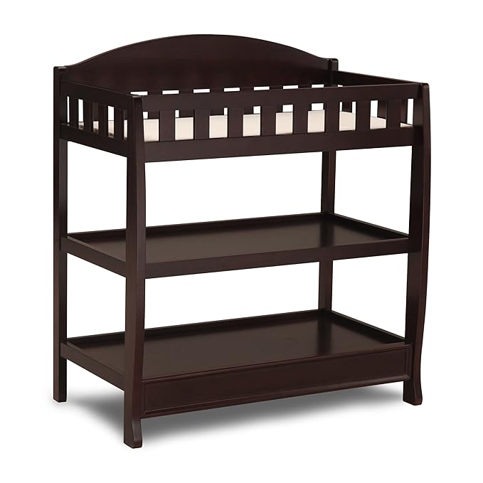 Delta Children Infant Changing Table with Pad, Dark Chocolate & Foam Contoured Changing Pad with Waterproof Cover