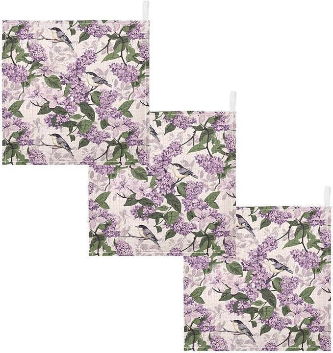 vvfelixl Baby Muslin Washcloths Bloom Lilac Magno Baby Burp Cloths Cotton Babys Face Towel for Newborn Infants Boys Girls Soft and Absorbent 11.8 X 11.8 in, 3 Pack