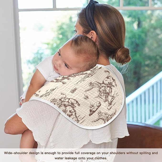 Cow Cowboy Western Burp Cloths Baby Boys Girls Absorbent Soft Cotton Burping Cloths Rags, 1 Pack