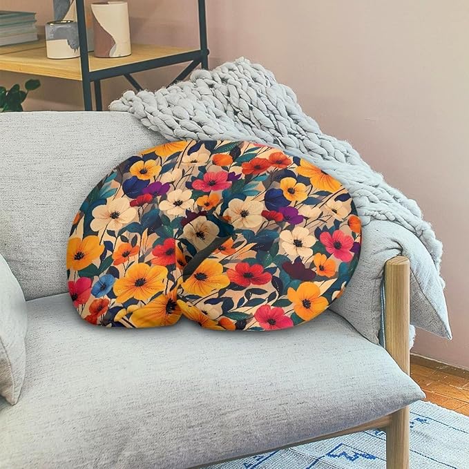 Colorful Flower Nursing Pillow Case for Newborn Baby Boy and Girl, Wild Flowers Feeding Pillow Slipcover, Floral Field Washable & Breathable Nursing Pillow Cover