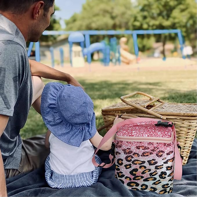 Breastmilk Cooler Bag with Ice Pack Fits 4 Baby Bottles Up to 9 Ounce Insulated Baby Bottle Bag Breast Milk Cooler on The Go with Strap Baby Bottle Cooler Bag for Nursing Mom Daycare or Travel