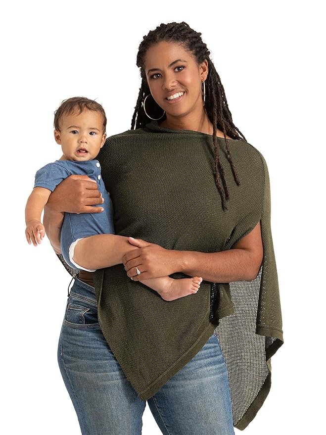 We are Amma | The Cocoon™ - Newborn Essentials Must Haves: Nursing Cover for Breast Feeding Essentials | Nursing Sweater Used as Breastfeeding Cover (Olive, One Size)