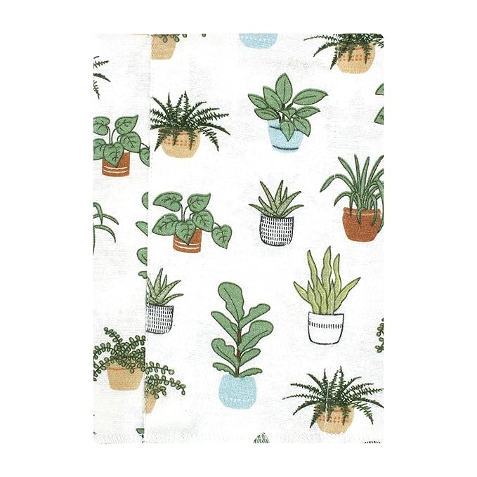 Hudson Baby Unisex Baby Cotton Flannel Burp Cloths, Plants 4 Pack, One Size