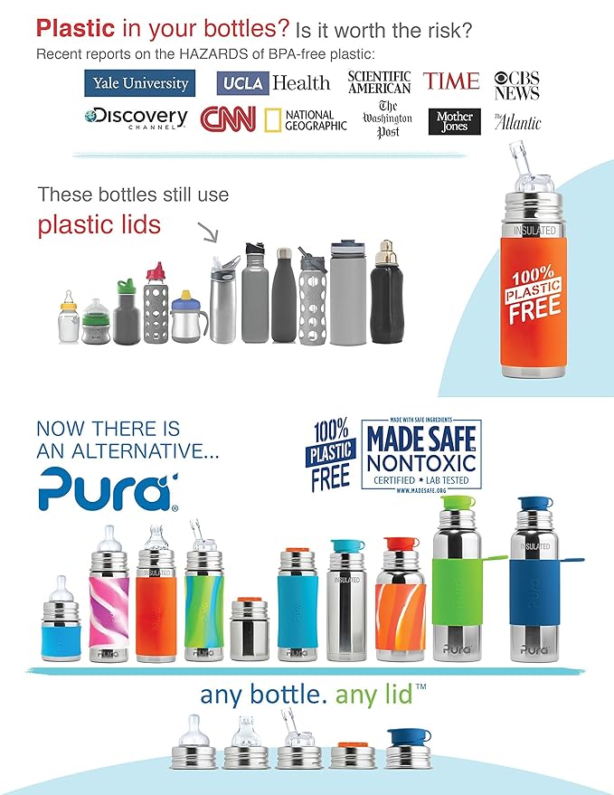 Pura Kiki Bottle Short Silicone Sleeves - Plastic-Free, Medical Grade, NonToxic, MadeSafe Certified | Adds Grip, Non-Slip, Removable | Provides Insulation for Hot & Cold Liquids | Green