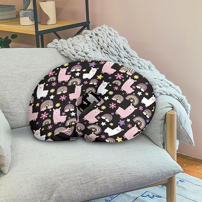Alpaca Rainbow Nursing Pillow Cover for Bottle Feeding, Removable Breathable Nursing Pillow Case for Baby Boy Girl, Durable Breastfeeding Pillow Cover