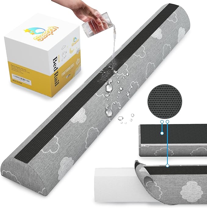 Sleepah 3 Pack Bed Rail for Toddlers Memory Foam Bed Bumper Guard w Dual Non-Slip Pads (Top & Bottom) Bed Rail is Waterproof Washable Soft Removable Cover for Kids, Adults & Seniors