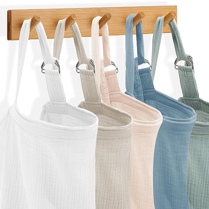 Wimst Muslin Nursing Cover Breastfeeding for Women, Soft and Breathable Breastfeeding Cover with Rigid Hoop for Nursing Apron (Beige)