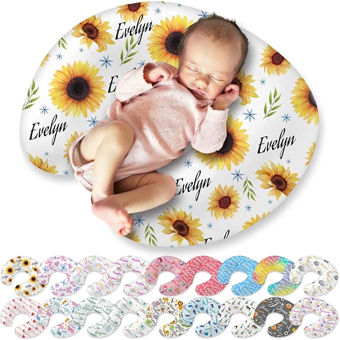 Custom Baby Nursing Pillow Cover Personalized with Name Customized for Boys Girls