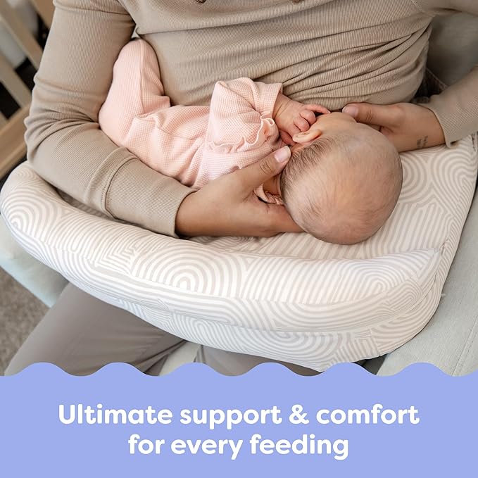 Boppy Complete Nursing Pillow, Breastfeeding & Bottle Feeding Ergonomic Feeding Pillow with Removable Belt, CloseComfort No-Gap Design, Full-Length Positioning Bolster, Washable Cover-Oat Retro Arches
