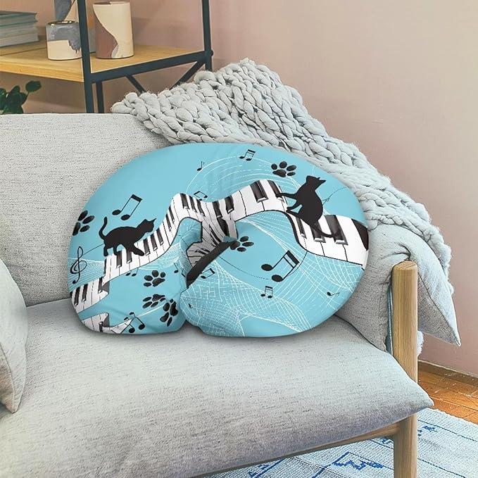 Black Cat Piano Boys Girls Breastfeeding Pillow Cover Ultra Soft Breathable Nursing Support Pillow Cover with Hidden Zipper Infant Feeding Cushion Case for New Parents