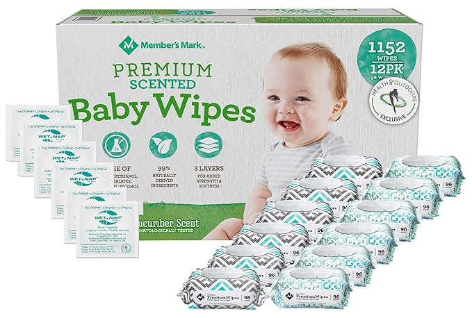 HAO M Mark Premium Green Tea & Cucumber Scented Baby Wipes (1152 Count) W/Moist Towelettes