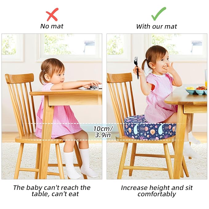 Zicac Portable Seat Cushion Washable with Non-Slip Bottom, Detachable Strong Support Cushion for Toddler Kids Baby Infant (Purple Octopus)