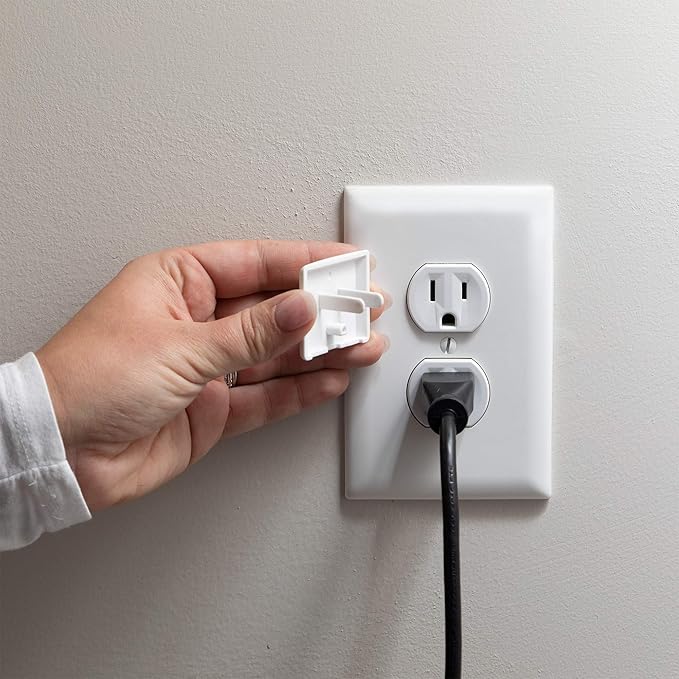 Qdos Safety StayPut Single Outlet Plug Cover | White | Secure Fit and Beveled Edges Prevent Small Fingers from Removing Unlike Inferior Products| Fits All Outlets | 24 Pack