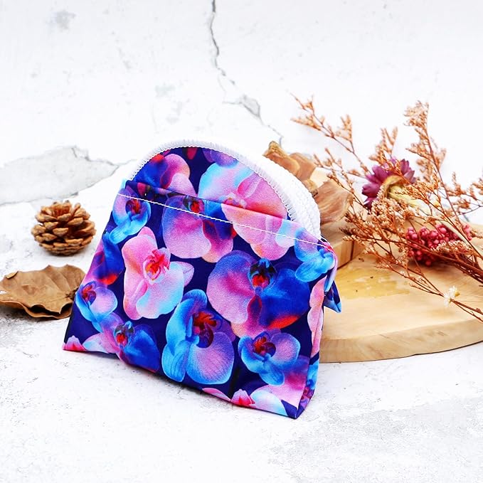 Reusable Nursing Pads with Heart Pattern, White and Black, Washable Breastfeeding Pads with 1 Pouch (6+1purpleflower)