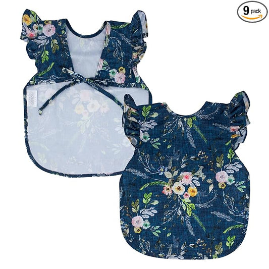 BapronBaby Flutter Boho Floral Bapron - No Neck Tie Safer Bib for Baby & Toddler - Soft Waterproof Stain Resistant - Machine Washable - Sz Baby/Toddler 6m-3T