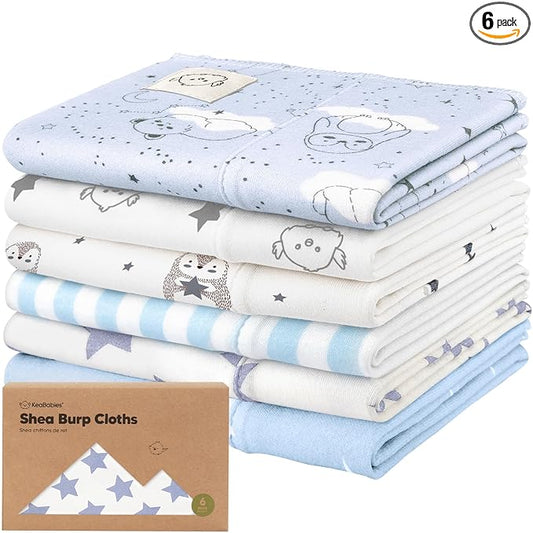 Organic Burp Cloths Baby Boy, Girl - 6-Pack Large 100% Cotton Burping Cloths for Babies, Spit Up Rags, Super Absorbent, Ultra Soft Newborn Rag,Gender Neutral,Machine Washable,Durable(Constellation)
