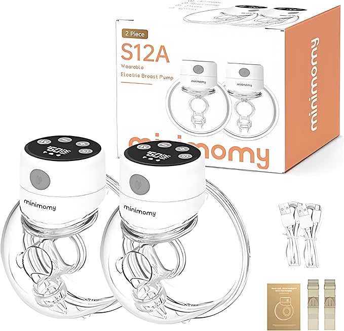 Wearable Hands-Free Electric Breast Pump – Double Portable Pump, 3 Modes 12 Levels, Quiet Rechargeable Breastfeeding Pump, LED Display, 24mm & Multiple Flange Sizes (2 Count) (with Box)