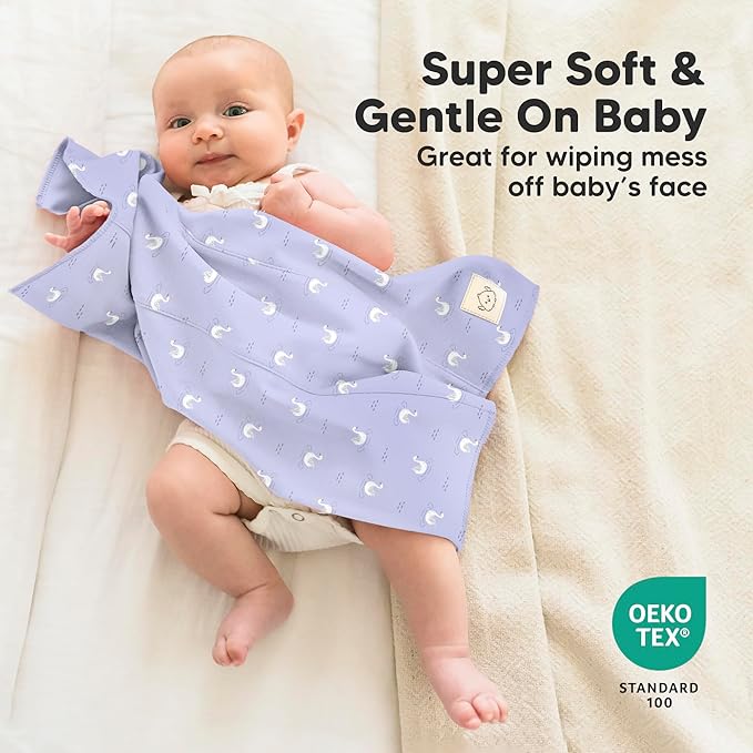 Organic Burp Cloths Baby Boy, Girl - 6-Pack Large 100% Cotton Burping Cloths for Babies, Spit Up Rags, Super Absorbent, Ultra Soft Newborn Rag, Gender Neutral, Machine Washable, Durable (Lunaris)