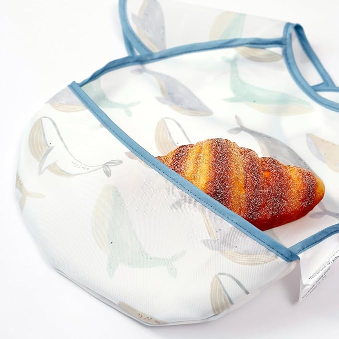 Feeding Bibs for Baby,3 Pack-Waterproof & Easy Clean Baby Bibs for Eating,Toddlers & Infant,Reversible Pockets