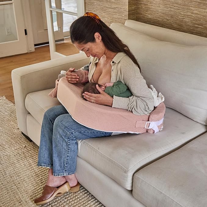 My Brest Friend Twin Nursing Pillow Cover – New and Improved with Integrated Waterproof Liner, Slipcovers for Baby - Adjustable Fit, Easy Care, Durable - Twin Nursing Pillow Not Included, Soft Rose