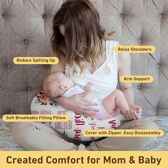 Dyoart Baby Nursing Pillow Cover,Personalized Comfortable Nursing Covers,Custom,Breastfeeding Pillow Slipcover for Bottle Feeding,Custom Gifts for Toddler Infant(23"x19"x5.5")(one Size)