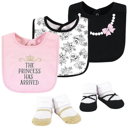 Hudson Baby Unisex Baby Cotton Bib and Sock Set, Toile, One Size