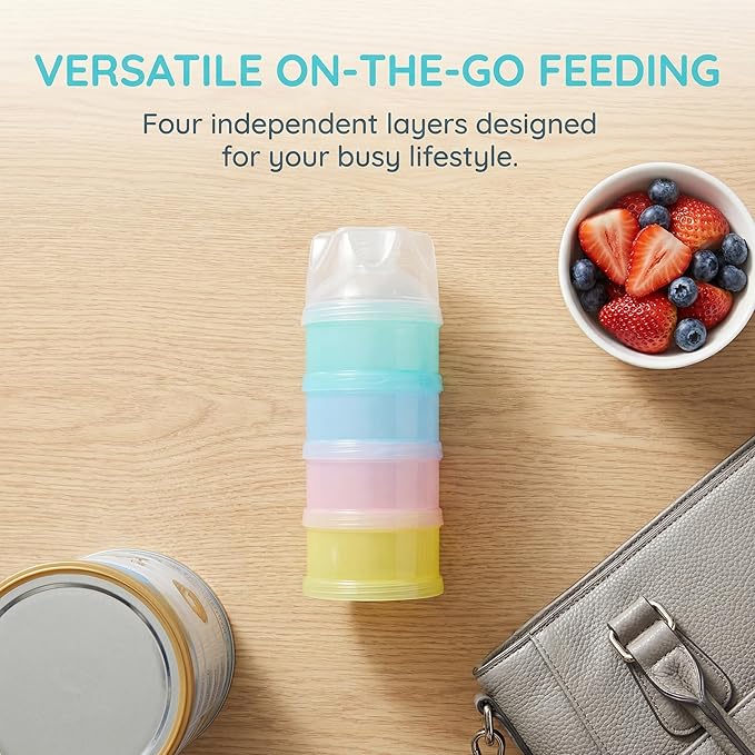 2 PCS 4 Layers Baby Milk Powder Dispenser, Milk Powder Pots,Formula Dispenser Portable Milk Powder Formula Dispenser Container Pot Box Milk Cans Snack Storage Box for Travel (Four-Color)