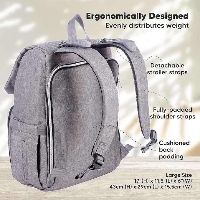 KeaBabies Diaper Bag Backpack and Portable Diaper Changing Pad - Waterproof Multi Function Baby Travel Bags - Waterproof Foldable Baby Changing Mat - Travel Diaper Change Mat