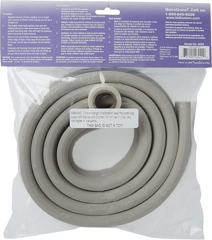 KidKusion Jumbo Edge Cushion | 6Ft | Taupe | Made in USA | Child Safety Edge Guard, Babyproof Furniture Bumper