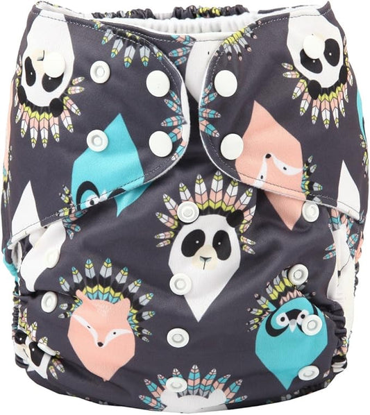 2 to 7 Years Old Junior Big Cloth Diaper,Nappy,Pocket Reusable Washable,Baby Kids Toddler (American Native Animal)