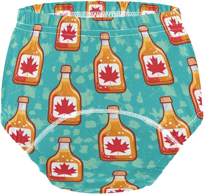 Baby Potty Training Shorts Soft Cotton Nighttime Training Pants for 2T Cartoon Maple Syrup Bottles