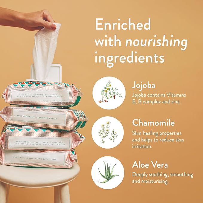 JOONYA Unscented Baby Wipes — Plant-Based, Fragrance-Free Bulk Diaper Wipes | Hypoallergenic, Non-Toxic & Biodegradable Wet Wipes for Sensitive Newborn Skin | 3 Packs of 80 (240 Total)