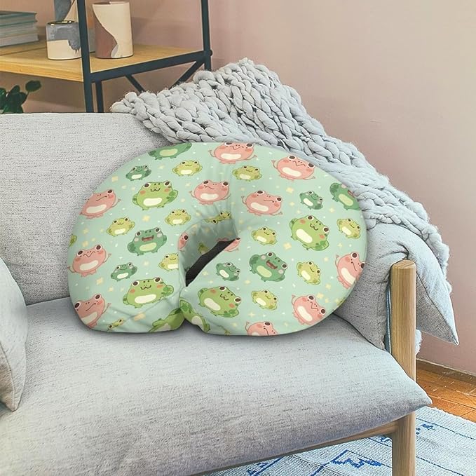 Cute Frog Nursing Pillow Cover for Boy Girl Breastfeeding Pillow Slipcovers Stretchable Newborn U-Shaped Breastfeeding Pillowcase Cushion Covers Green