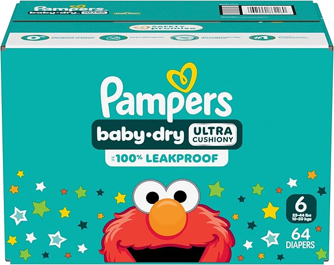 Pampers Diapers - Baby Dry - Size 6, 64 Count, Absorbent Disposable Infant Diaper (Packaging May Vary)