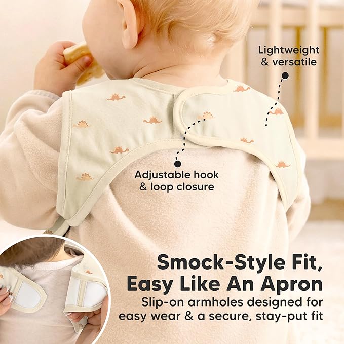 KeaBabies Waterproof Bibs for Baby Girl,Boy – 2-Pack Lightweight, Large Baby Bibs for Eating, Wearable Food Catcher, 6-12 Months Infant Feeding Essentials, Smock for Toddlers 1-3, Kids (Roarsome)