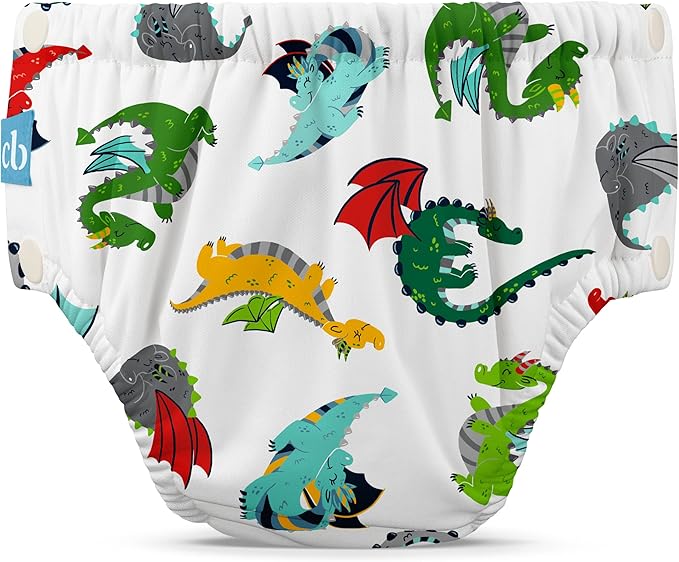 Charlie Banana Reusable Potty Training Underwear with Snaps, Designed to minimize Accidents, Mr Dragon, Size M (16-28 lbs)
