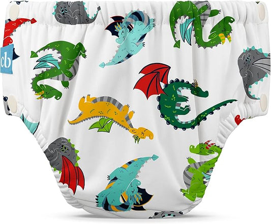 Charlie Banana Reusable Potty Training Underwear with Snaps, Designed to minimize Accidents, Mr Dragon, Size M (16-28 lbs)