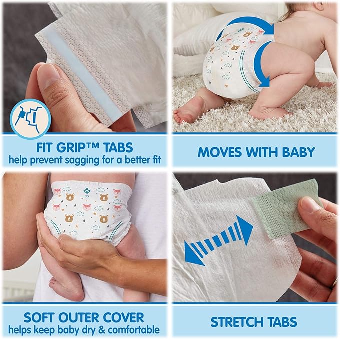 HAO M Mark Premium Baby Diapers - Size 6 (35+ lbs) 150 Count W/Moist Towelettes