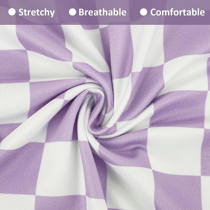DILIMI Nursing Pillow Cover, Stretchy Removable Case for Breastfeeding Pillows, Ultra Soft Comfortable Slipcover for Baby Girl and Boy, Purple Checkered