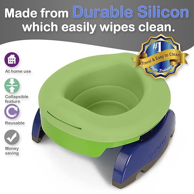 Kalencom Potette Plus Reusable Collapsible Travel Potty Liner for Home Use with 2-in-1 Potette Plus Potty (Sold Separately) (Green)
