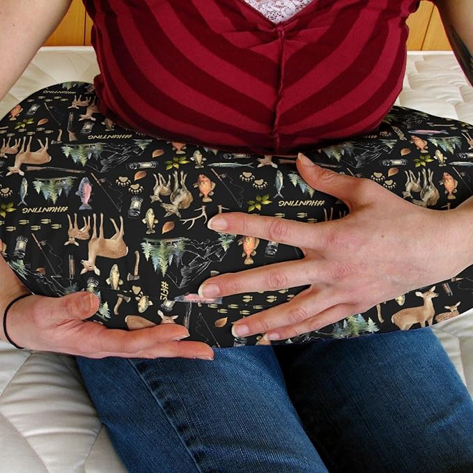 Fishing Hunting Life Baby Nursing Pillow Covers for Boy Deer Bass Fish Animal Nursing Slipcovers for Breastfeeding Pillows Nature Lover Gift Soft Stretchy Removable Cover for Newborn Infant