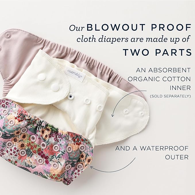 Esembly Cloth Diaper Outer, Swim and Waterproof Cloth Diaper Cover, Leak-Proof and Breathable Layer, Reusable with Snap Closure - Amethyst, Size 1 (7-17lbs)