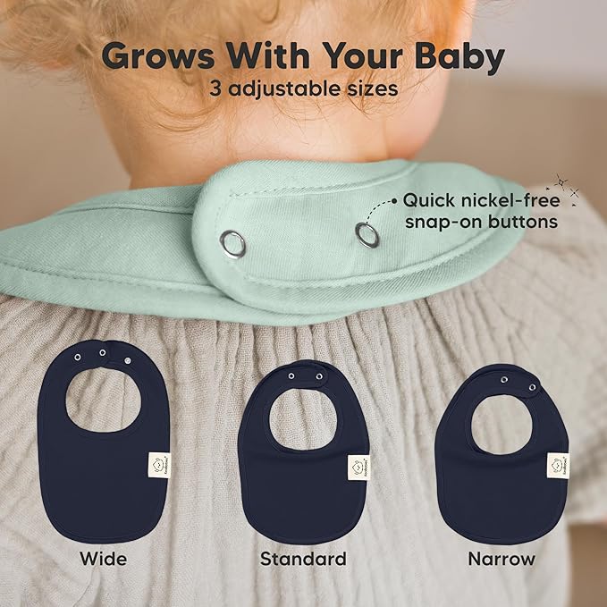 8-Pack Organic Baby Bibs for Boys, Girls - Soft Cotton Drooling and Teething Bibs for Baby Girl & Boy, Extra Absorbent, Easy To Clean & Put On for Toddler, Newborn, Infant 0-24 Months (Hunter)